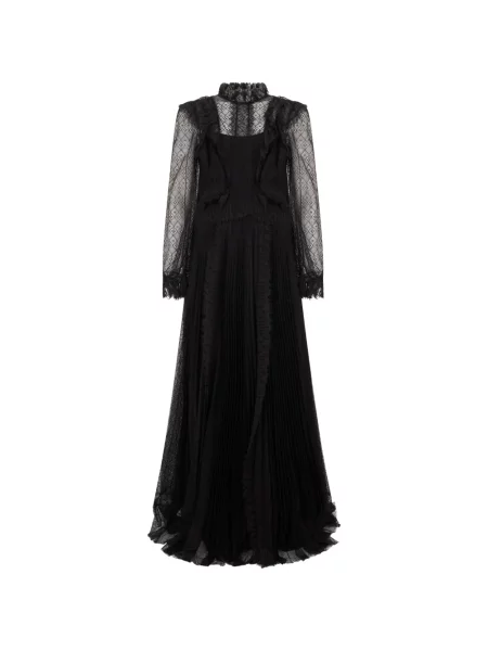 Rochie maxi Alberta Ferretti cu volane evazată negru