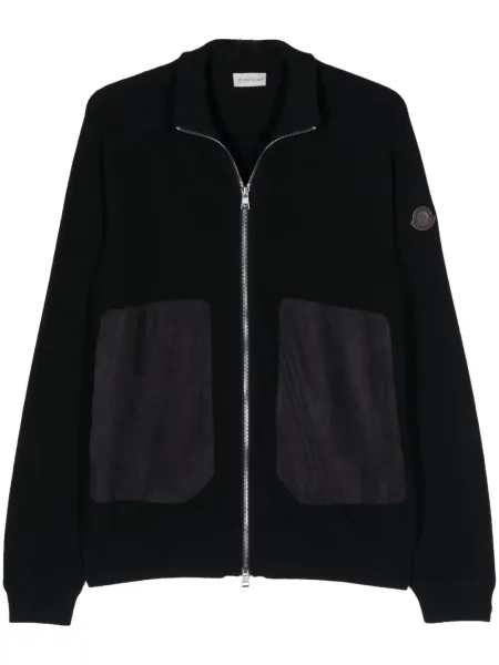 Cardigan Moncler din piele de căprioară albastru