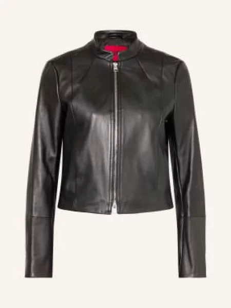 Hugo Kurtka Skórzana Lasari schwarz czarna