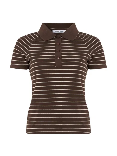 Samsøe Samsøe Tričko Samia hnedá biela