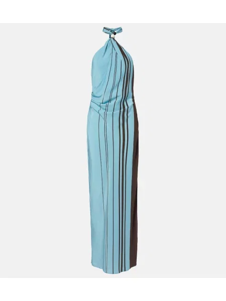 Rochie maxi Sir de mătase de costum albastru