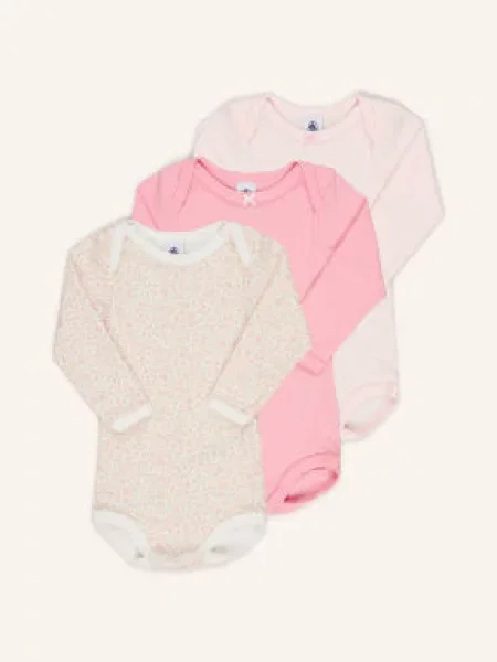 Petit Bateau Balení 3 Ks Body růžová / starorůžová bílá