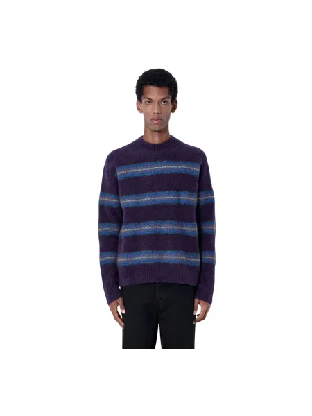 Sweter Dries Van Noten wełniany z paskiem fioletowy