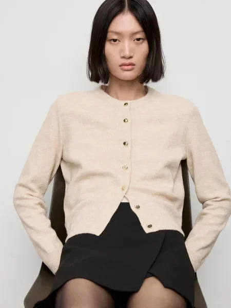 Кардиган MANGO поліестер/акрил бежевий