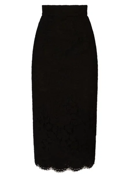 Fustă midi Dolce & Gabbana din dantelă până la genunchi negru