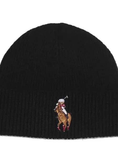 Плетен шал Polo Ralph Lauren на райета помпони зелено