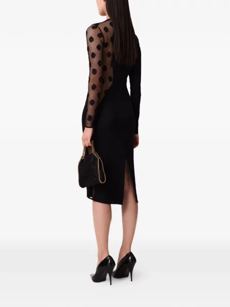 Taškuota tinklinė midi suknelė Stella Mccartney juoda