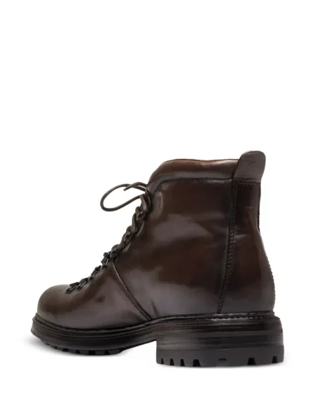 Botine Officine Creative cu șireturi din piele maro