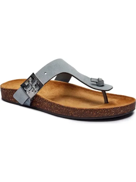 Șlapi Tory Burch din piele gri