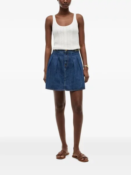 Fusta mini Tommy Hilfiger cu autograf albastru