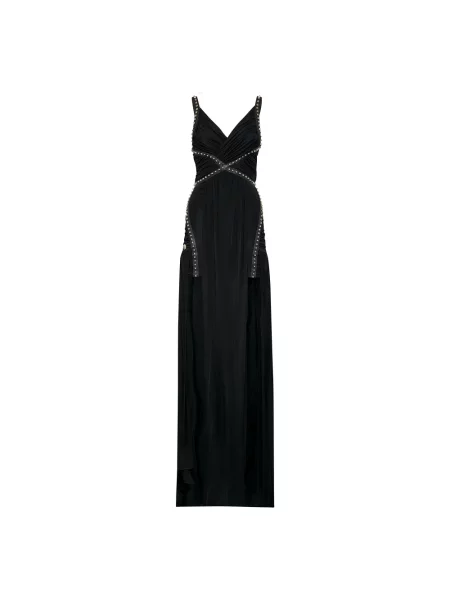 Długa sukienka maxi Philipp Plein skórzana czarna