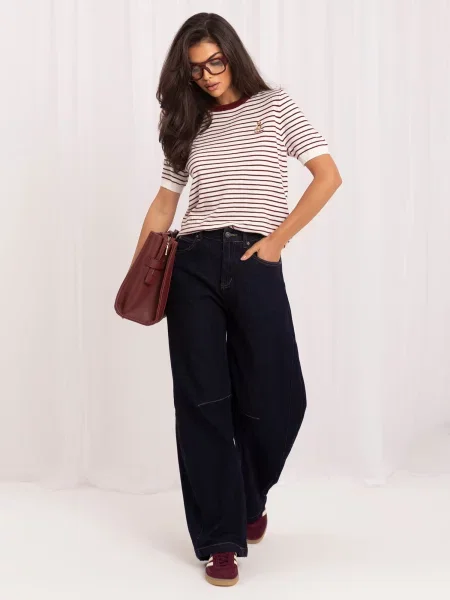 Pulover Italy Moda cu dungi alb