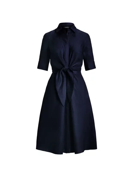 Rochie midi Lauren Ralph Lauren de in cu legături albastru