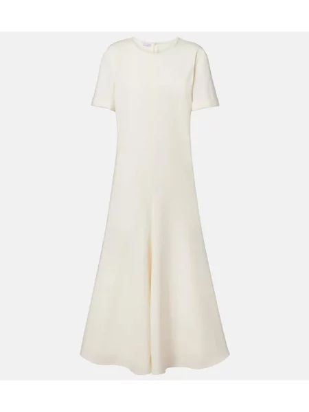 Rochie midi Brunello Cucinelli de lână până la genunchi de costum alb