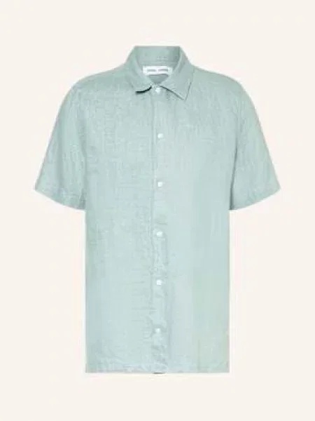 Samsøe Samsøe Košile S Krátkým Rukávem Saavan Comfort Fit Ze Lnu světle zelená