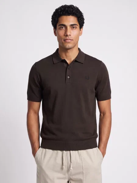 Pletená košeľa Fred Perry hnedá