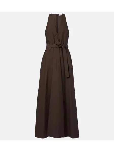 Cu centură rochie maxi Brunello Cucinelli maro
