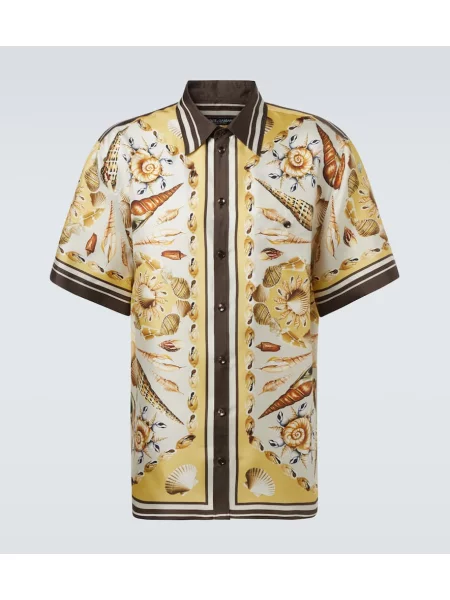 Svilena srajca Dolce&gabbana s potiskom rumena