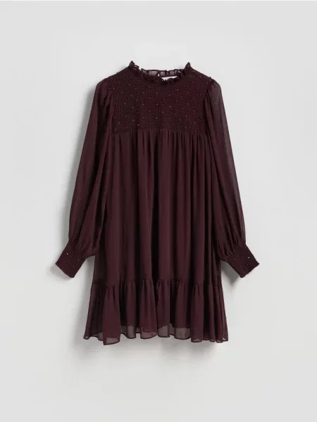 Reserved Rochie mini cu aplicații maro