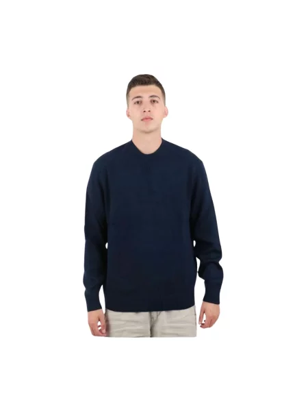 Sweter Armani Exchange z okrągłym dekoltem niebieski