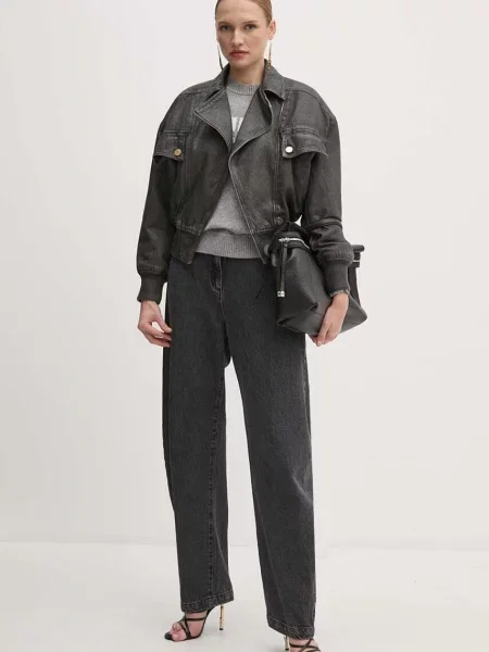 Джинсова куртка Elisabetta Franchi зимова oversize сірий