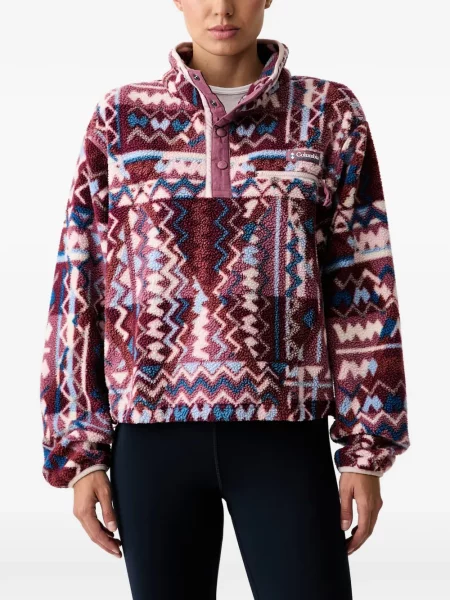 Pulover Columbia din fleece cu imagine cu imprimeu geometric roz