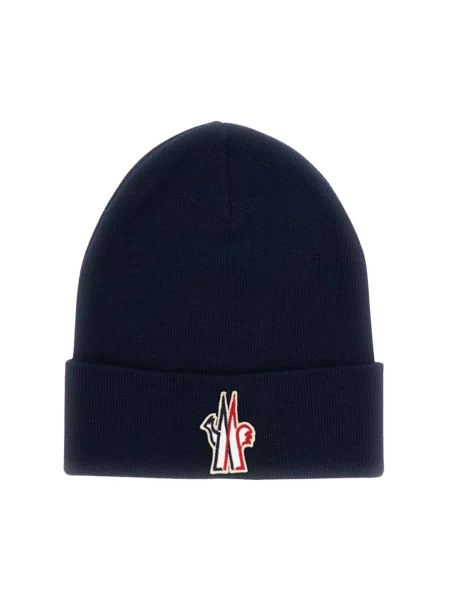Czapka Moncler wełniana niebieska