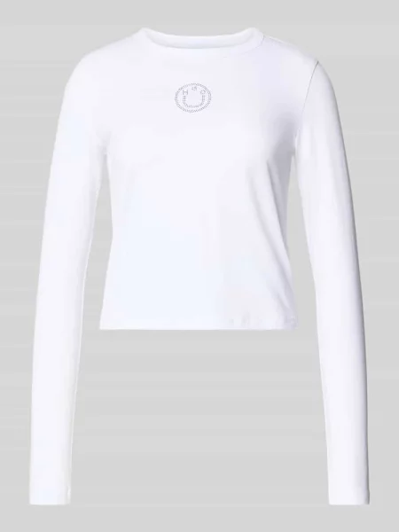 Bluzka z długim rękawem o kroju slim fit z mieszanki bawełny model ‘Daliriee_B’ Hugo Blue biała