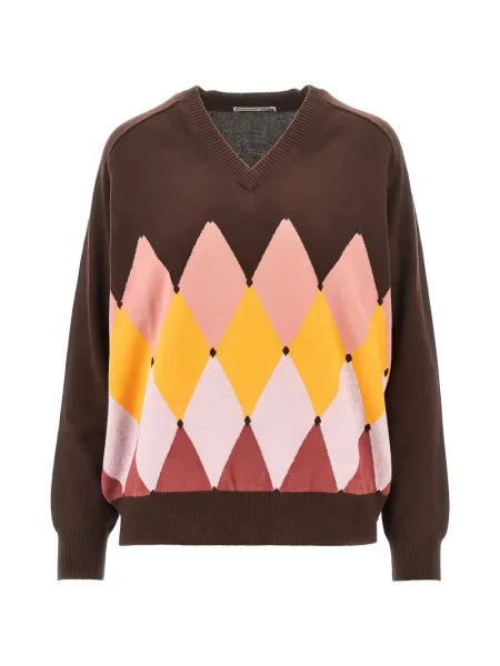 Pulover Ballantyne din cașmir cu model argyle maro