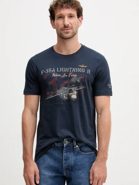 Тениска Aeronautica Militare с десен тъмносиньо