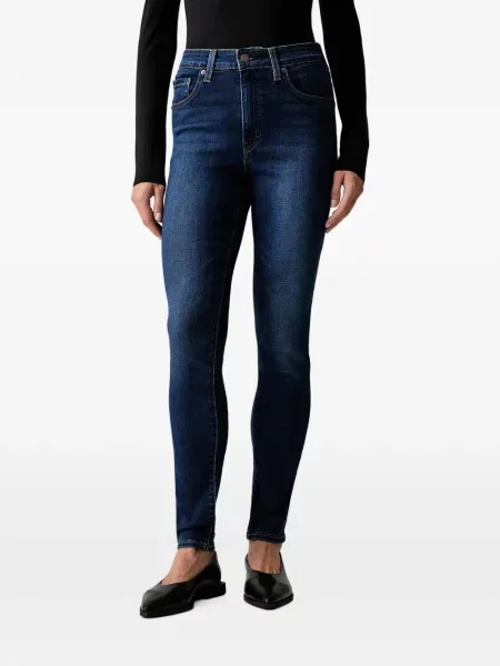 Pantaloni scurți din denim Levi's® din dantelă zdrențuiți cu talie înaltă albastru
