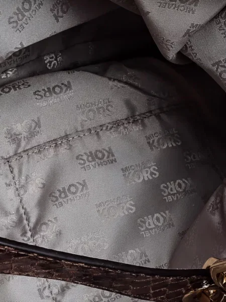 Geantă shopper Michael Michael Kors cu autograf maro