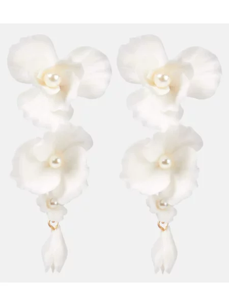 Uhani Jennifer Behr s cvetličnim vzorcem bela