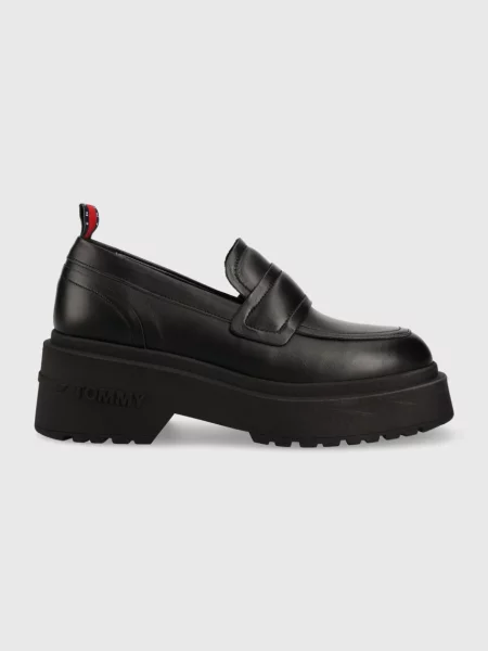 Кожени мокасини Tommy Jeans TJW AVA LOAFER черно
