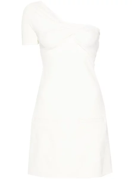 Rochie Courreges din crep cu un umăr gol alb