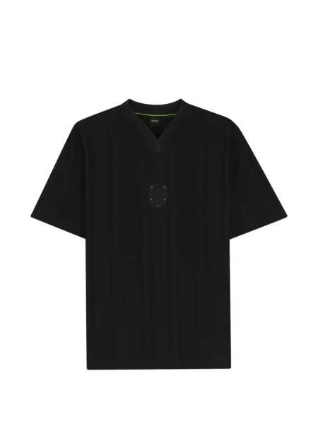Tricou Boss cu dungi cu decolteu în V negru