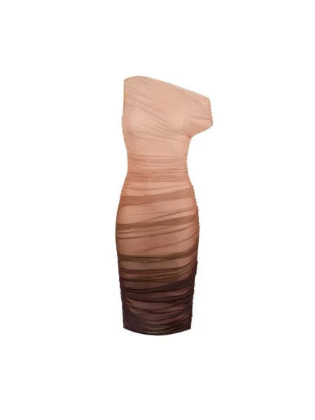 Sukienka Elisabetta Franchi tiulowa brązowa