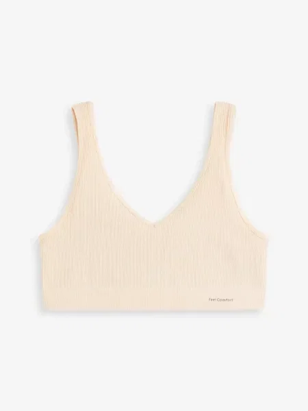 Prążkowany bezszwowy biustonosz bustier z kolekcji Feel Comfort beżowy