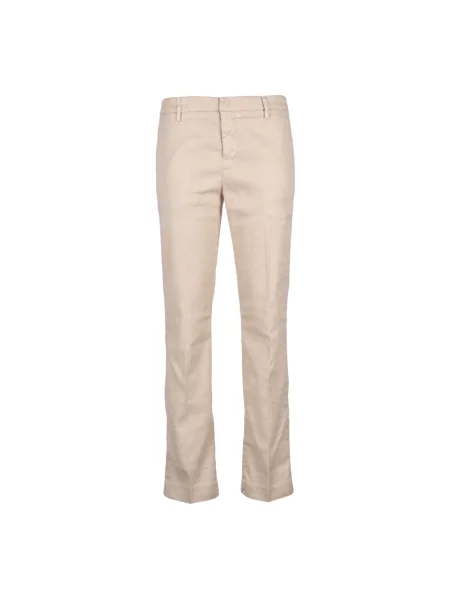 Lniane spodnie Dondup beżowe