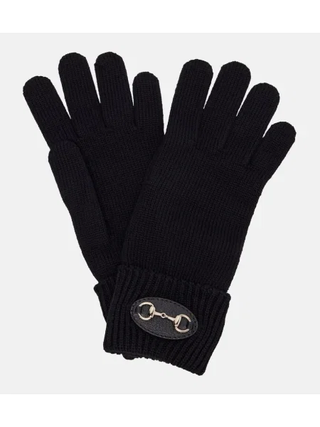Volnene rokavice Gucci črna