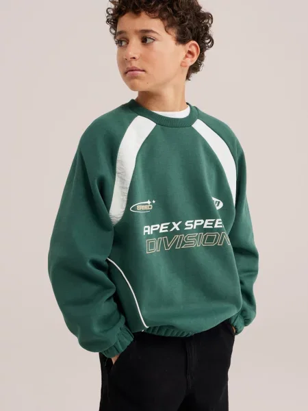 WE Fashion Pulover verde închis alb