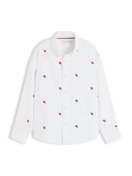 Tommy Hilfiger cămașă oxford pentru copii din cu alb