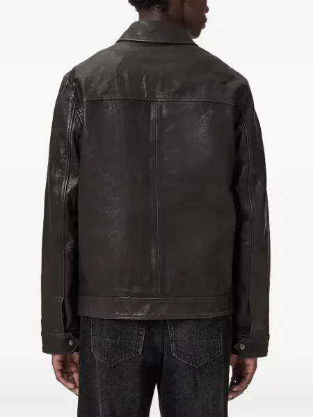 Kožená bunda Allsaints hnedá