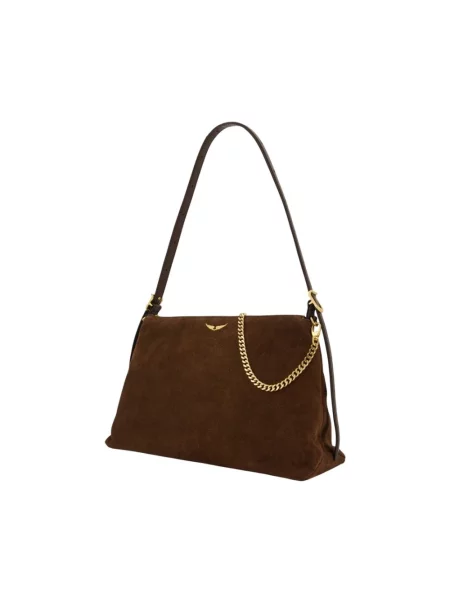 Zadig&Voltaire torebka crossbody zamszowa JIM brązowa