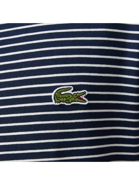 Lacoste T-Shirt Z Okrągłym Dekoltem W Paski Regular Fit granatowy