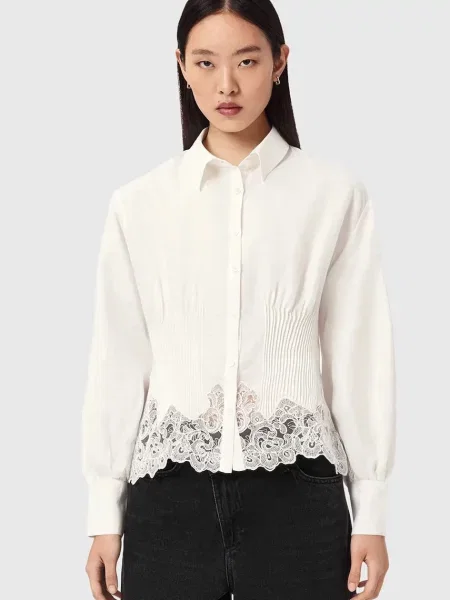 AllSaints koszula z lnem CAROL biała