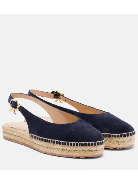 Espadrile Gianvito Rossi din piele de căprioară slingback albastru
