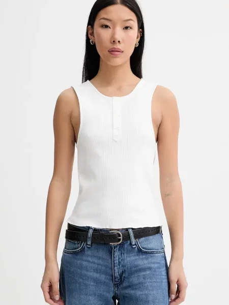G-Star Γυναικείο τοπ με ελαστάν Slim Henley Tank μπεζ