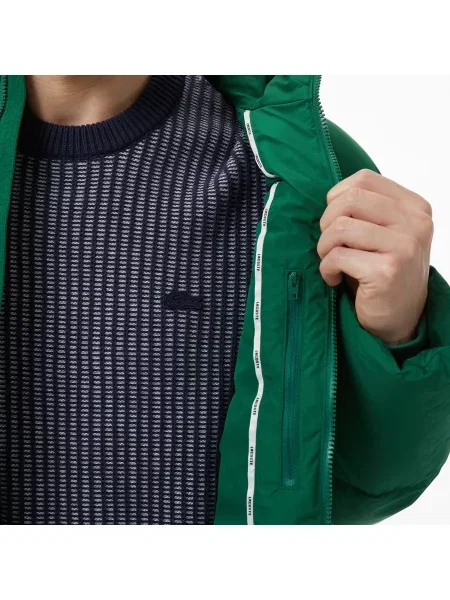 Lacoste Kurtka Z Kapturem Relaxed Fit zielona