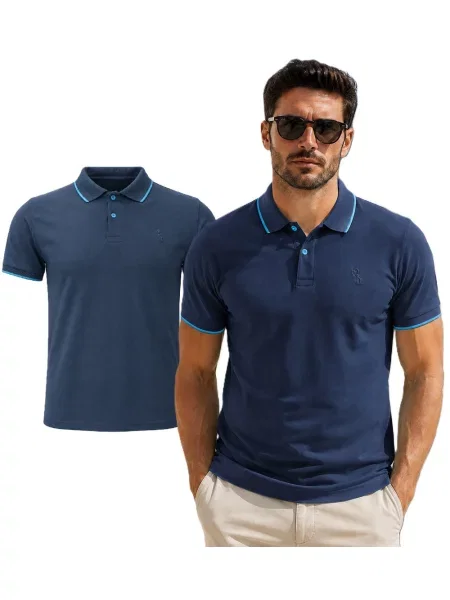 Tricou polo Lion albastru